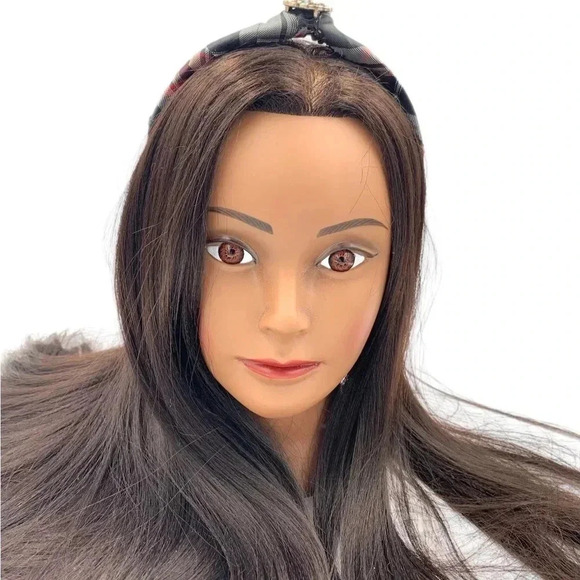 Preppy Bling Red Plaid Silk Headband with Bling Rhinestone Street Style - Picture 8 of 8